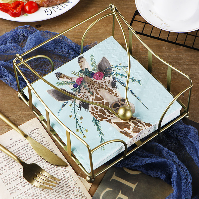Nordic wrought iron large paper towel holder Western restaurant café hotel table storage shelf paper towel holder