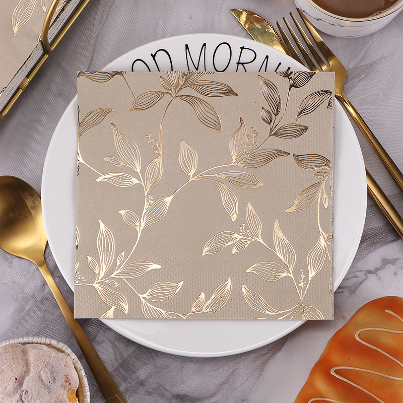 Runlux High-End Three-Layer Gold-Stamped Simple Printed Tissue Paper, Colorful Napkins, Banquet Paper, 50 Sheets Per Box