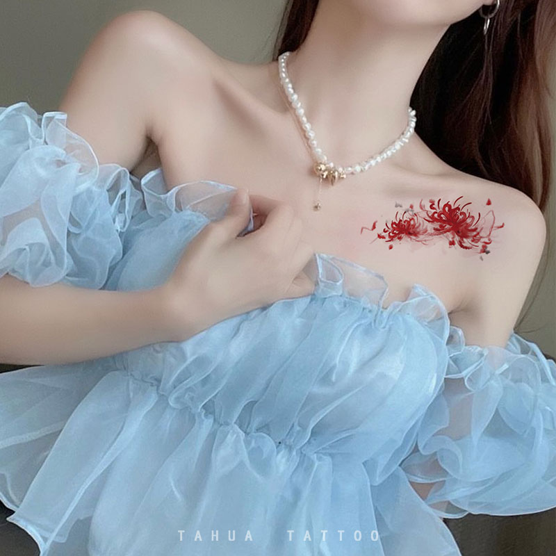 60张彼岸花文身贴,女性♀️时尚的新潮流