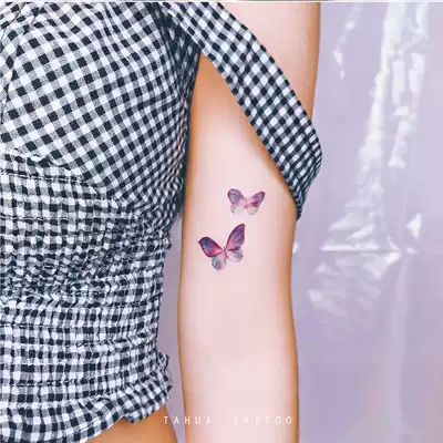 She painted sexy butterfly ins tattoo on neck and neck hands waterproof female durable fairy animal small pattern