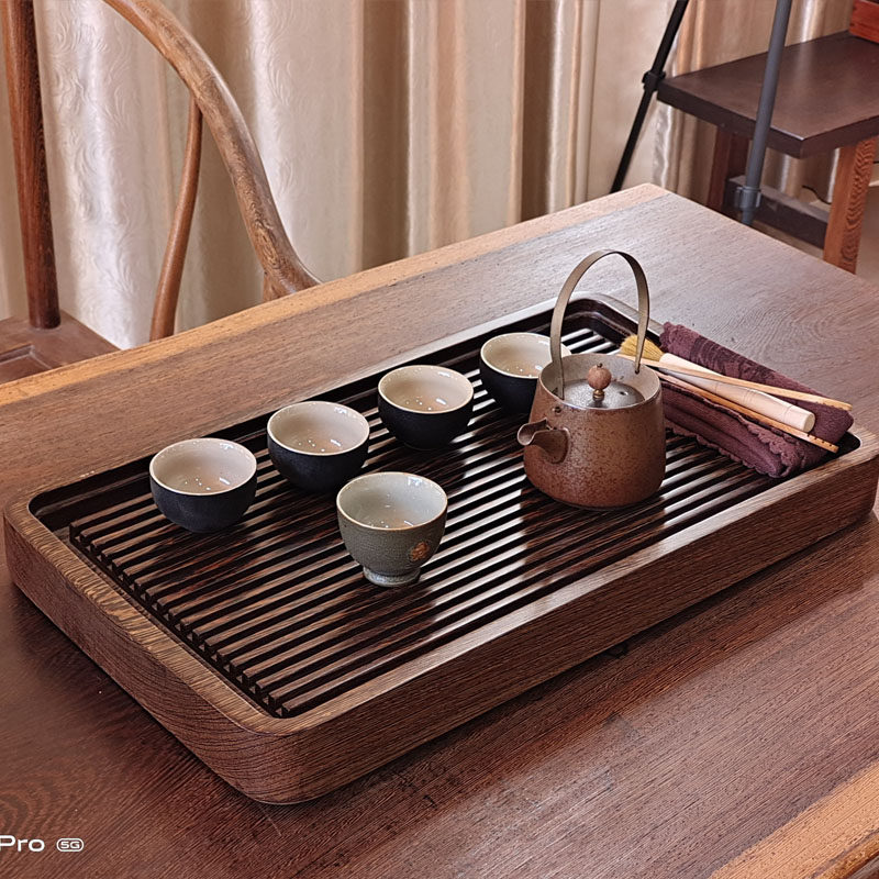 Small tea tray one pair with chicken wings wood home retro Chinese style tea desk log high end tea debriefing about a single layer of tea sea