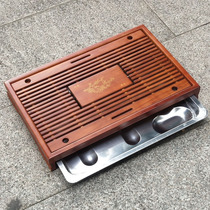 Drawer Tea Tray Solid Wood Home Living Room Large Size Tea Sea Stainless Steel Tea Set Tray Drain minimalist drainage tea table
