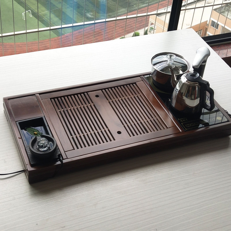 Tea tray Four-in-one induction cooker Automatic tea set Tea tray Household simple tea table Mini solid wood big tea sea