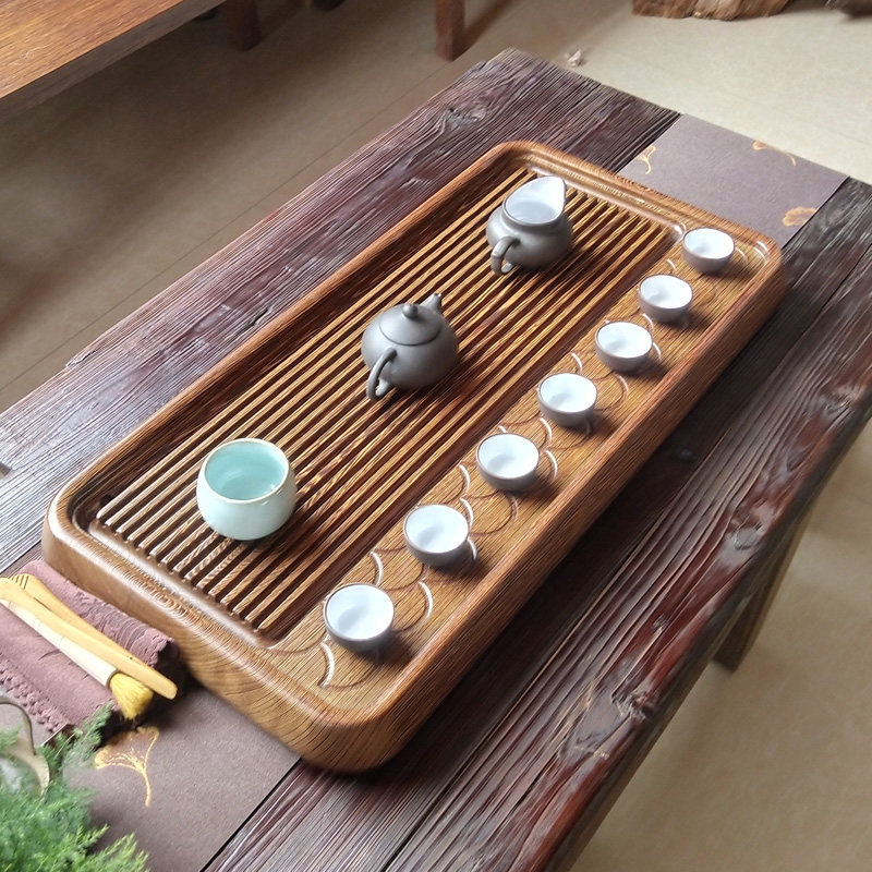 Tea tray Home solid wood tea set Tray Chicken Wings Wood Single Layer Tea Desk Natural Whole Log Brief Chinese Little Tea Sea