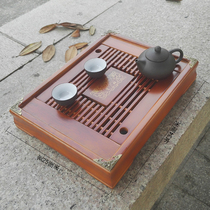 Small tea table for one or two people with small household water storage and drainage tea sea simple mini tea tray drawer solid wood tea tray