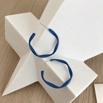 Simple geometric blue earring earrings 2021 New Tide earrings Korean temperament Net red ear clip without ear hole female