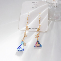 Mousse small d minimalist asymmetrical flow Suear South Korean ins temperament Long earrings earrings with no earrings for womens earrings