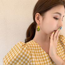 Fresh daisy earrings 2021 New Tide earrings Korean Net red earring ear clip female summer earrings long