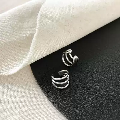 Mousse small d simple cold wind sterling silver earrings ear bone clip Korean fresh temperament no pierced ear clip female earrings