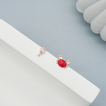 Asymmetrical crab small fish earrings summer Mini small sterling silver earrings earrings for women with cute earrings