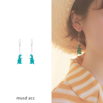 Mousse small d messed up cute dinosaur earrings ins nets red minimalist earrings Girl Hearts No earbuds Ear Clips