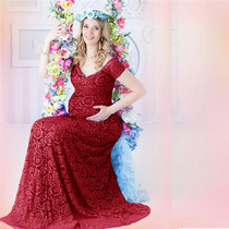 Speed selling through European and American lace pregnant women trailing short sleeves Dress Photography Filming Flying Sleeves Tug Dresses Dresses Dresses