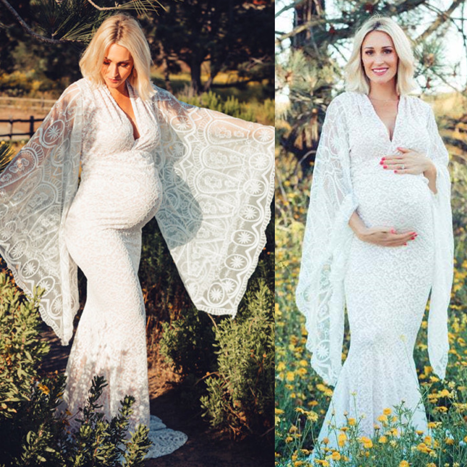 New pregnant women photo photo sexy mopping body dress trumpet sleeve lace tight tail long skirt photo studio