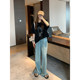 NAZ Plus Size 2024 Summer New Korean Style High Waisted Slim Shiny Jeans Fat mm Straight Floor Mopping Pants