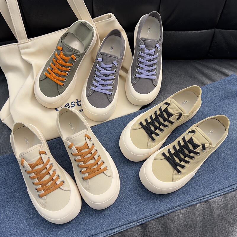 4cm Thick Sole ~ 2026 Summer New Ultra-Thin Breathable Linen Low-Top Canvas Shoes Casual Sports Sneakers Women's Shoes