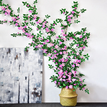 Simulation of Rose Vines fake flowers rattan air conditioning pipes shielding decorative winding plastic decoration wall vines ornaments