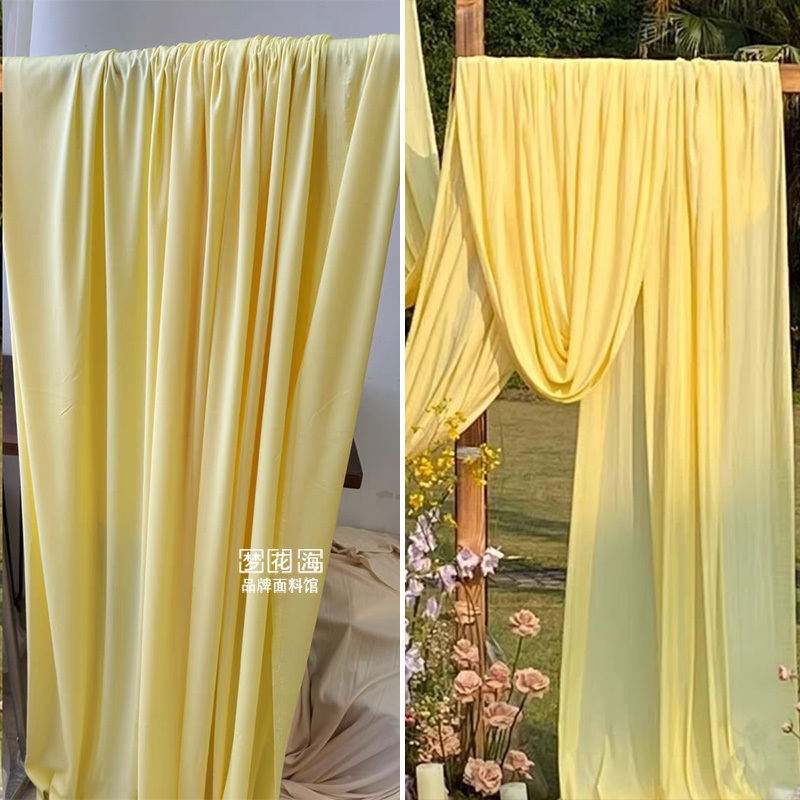 Geometric Yellow, Bright Yellow, Yellow-Toned Milk Silk Stretch Fabric, Outdoor Wedding Backdrop Fabric, Ceiling Decoration Fabric Material