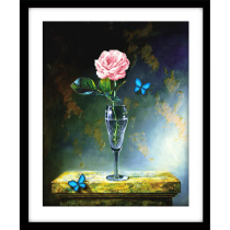 3D cross stitch cup water rose simple small fresh European living room hanging painting series only embroidery and butterflies