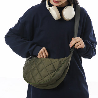 Official single rhombus quilted crossbody bag large capacity casual solid color bag women's single shoulder dumpling nylon women's bag fashionable and lightweight
