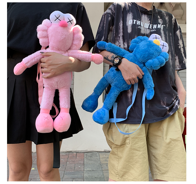 Kaws Sesame Street Tên chung Túi búp bê sang trọng Ba lô dễ thương Ba lô giản dị Cá tính Cartoon Doll Bag - Ba lô balo tre em