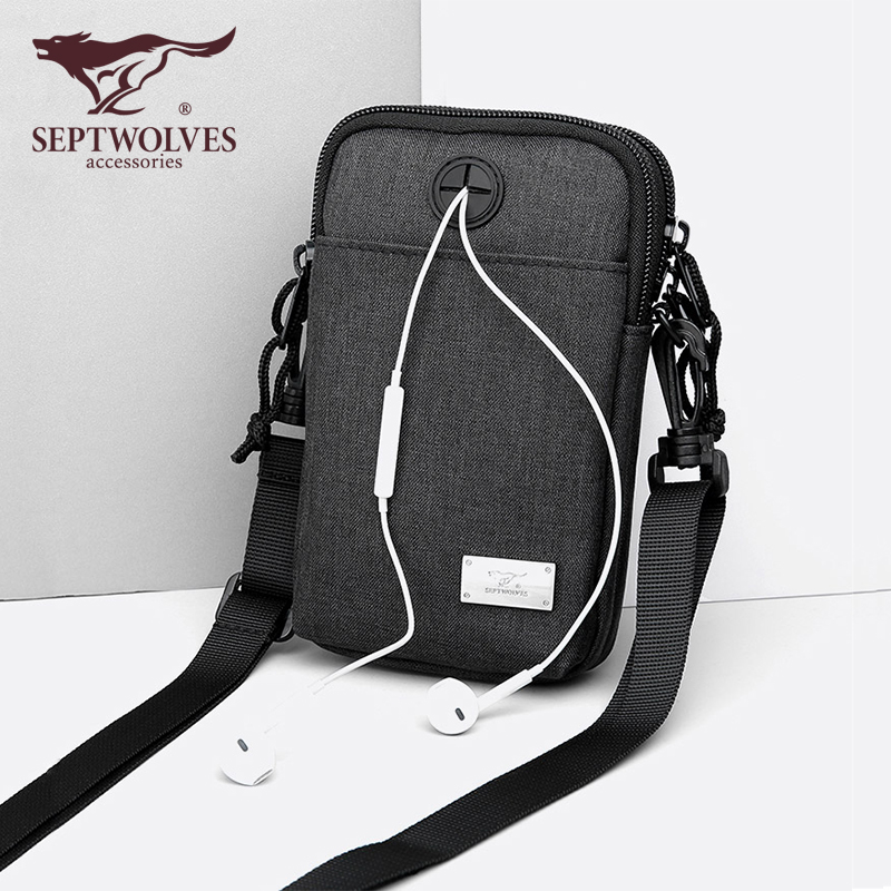 Septwolves men's bag mini waterproof Oxford cloth backpack tide brand shoulder messenger bag canvas waist bag casual mobile phone bag