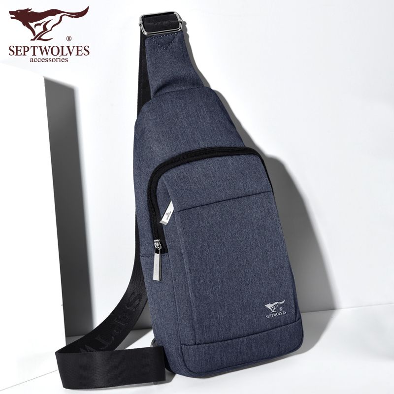 Seven Wolves Chest Bag Men Casual Oxford Butide Card Canvas Men's Bag Sports Waterproof Brief About 100 Lap Single Shoulder Diagonal Satchel Bag