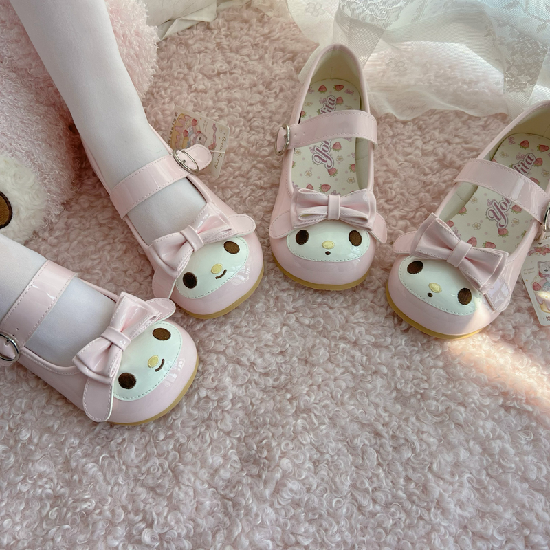 【Flat Bottom】Yumi Yomi Original Meimei Pink Lolita Shoes Round Toe Low Heel Home Style Lo Shoes