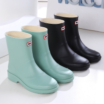 Back Force Rain Shoes Women Midtubes Rain Boots Fashion style Thickened Waterproof Shoes Women Outwear Waterproof Non-slip Rubber Shoes Short Drum Water Boots