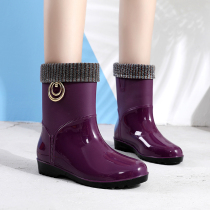 Rain Shoes Lady Adults Fashion Cute Water Shoes Autumn Winter Rain Boots Kitchen Work Non-slip Abrasion Resistant Water Boots Short Drum Set Shoes