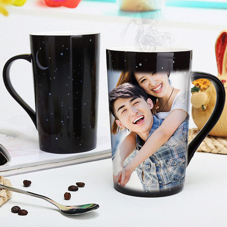 Set to be a girl cute personality Printed Photographic Film Discoloration Creative DIY Mark Ceramic Water Mug Lovers A Couple