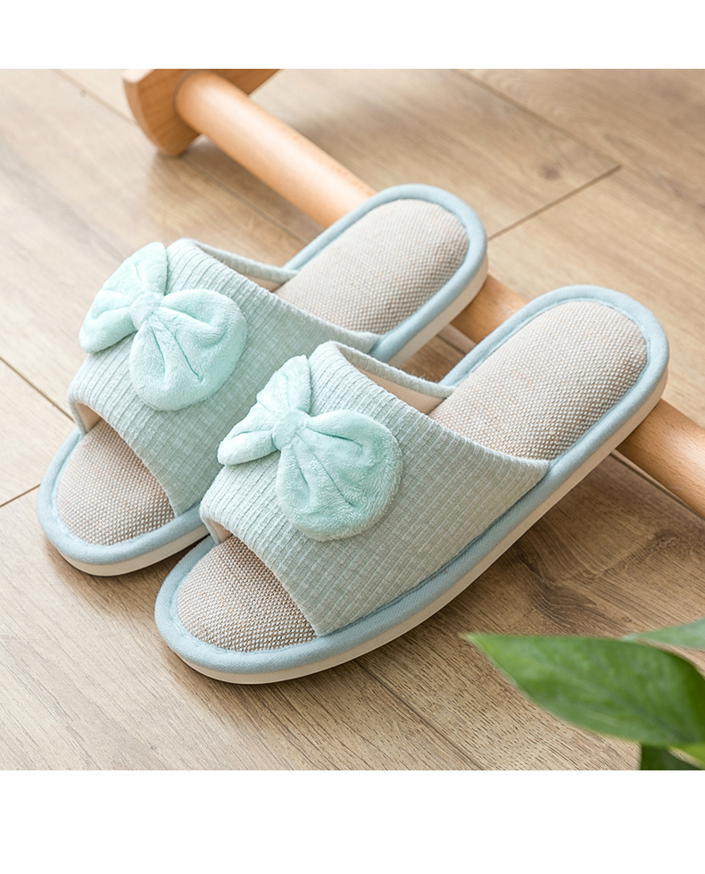 Mua một tặng một đôi dép lanh miễn phí nhà mùa hè chống trượt trong nhà mềm mại câm cặp đôi vải lanh nhà bốn mùa nam - Trang chủ dép đi trong nhà hình thú