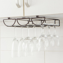 High-legged wine glass upside-down rack clip kitchen cabinet compartment board under-hanging 3 double rows 2 red wine glass wine glass rack punch-free