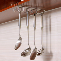 Hanging kitchen cabinet partition under the hanging multi-hook tea cup rack nail-free hanging soup spoon spatula storage hook rack double row hook