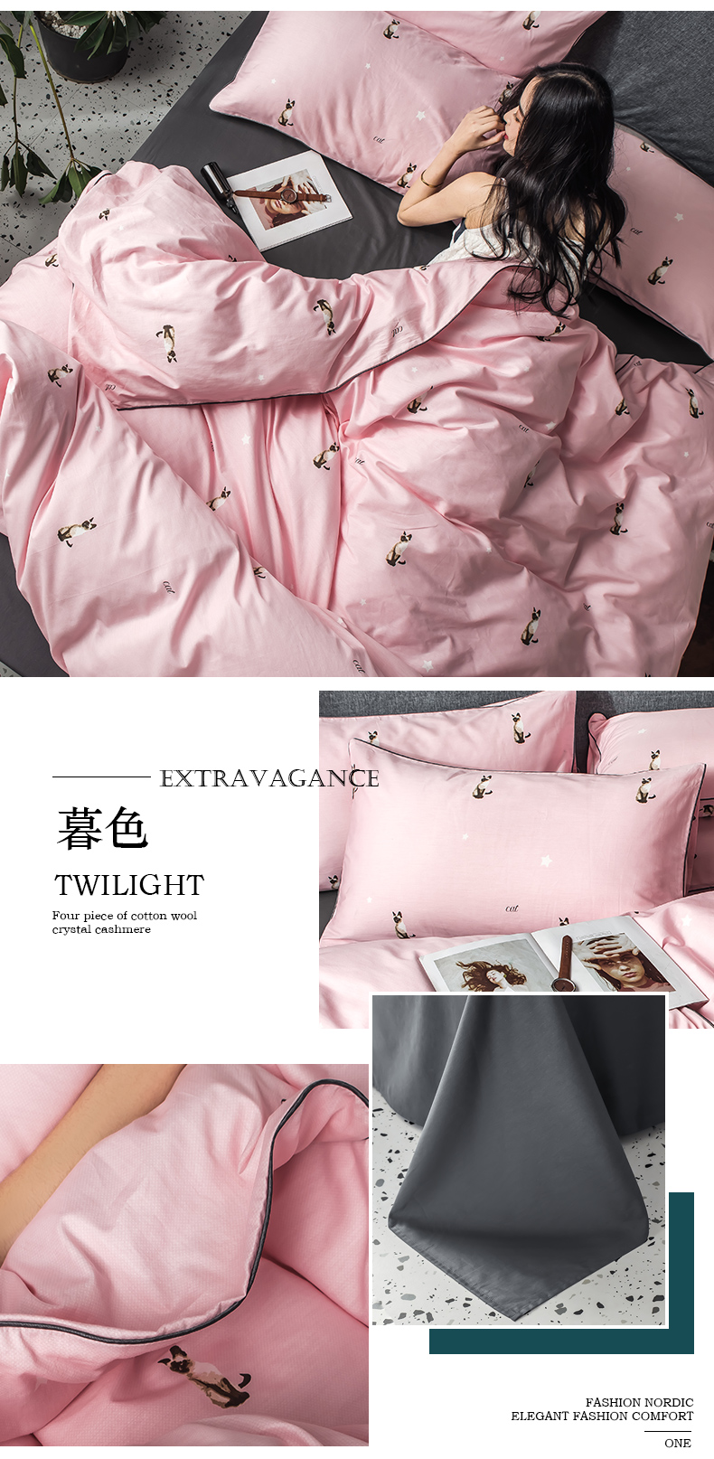 2019 tím gió nhẹ loạt gia đình của giường ngủ bông vải quilt Bốn sang trọng một gia đình bốn doanh nghiệp giường Triple- - Bộ đồ giường bốn mảnh bộ chăn gối