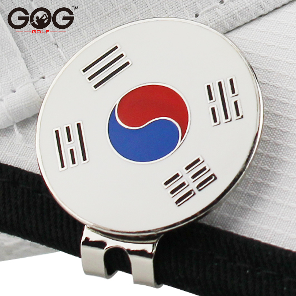 高尔夫球帽夹韩国国旗帽夹带夹子&Phi;30mm马克Korea ball mark ??