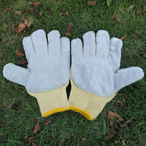 Pure Kevlar aramid fiber patch cowhide gloves Anti-suede anti-thorn anti-cutting handling machinery processing plant gardening