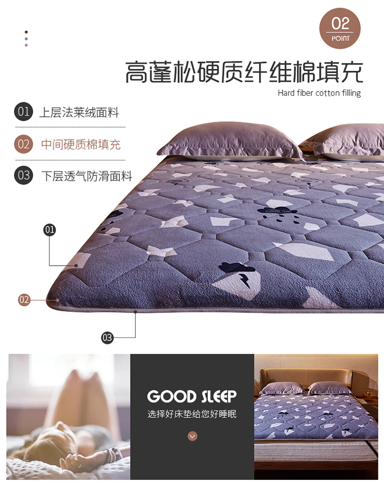 Flannel nệm 1,5m giường ngủ nệm sinh viên ký túc xá 1,8m nệm nhà 2 m đôi Simmons cao su tổng hợp