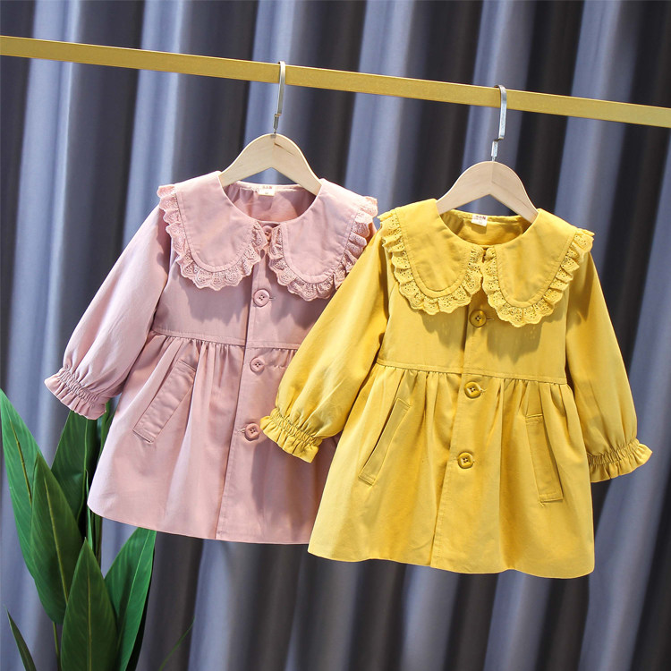 Girls' Trench coat Spring and Autumn Season 2022 New Korean Edition Children's Foreign Air 2-8 Year Old Baby Medium Long Jacket Tide