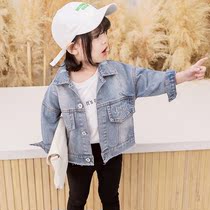 Girls denim jacket spring and autumn 2021 new childrens clothing Korean version of the boys foreign style childrens short jacket baby tide