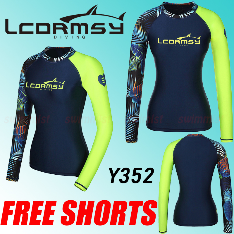 FREE SHORT WOMEN/'S RASH GUARDS LONG SLEEVE SURF WETSUITS SWIM TOP SHIRTS Y352P