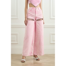 Area Spring Women's Pink High Waist Wide Leg Jeans with embellishments NAP/NET-A-PORTER