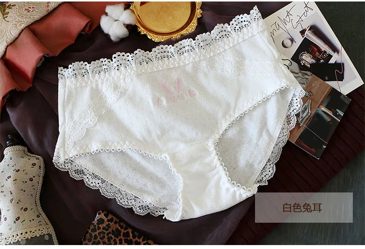 [4 cái miễn phí vận chuyển] Phụ nữ Nhật Bản cotton giữa eo ren dễ thương sinh viên nhỏ tươi mát và quần sịp eo thấp - Nam giới