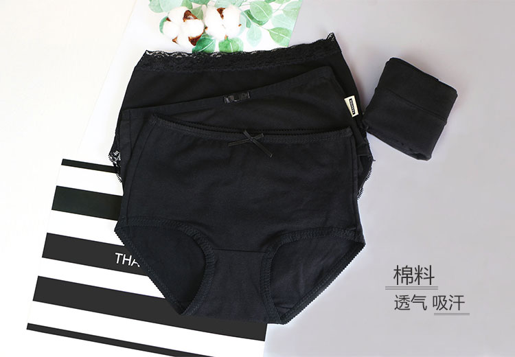 2018 phụ nữ mới của đồ lót cotton màu đen xám màu rắn bông tam gái sinh viên eo quần short hộp quà tặng