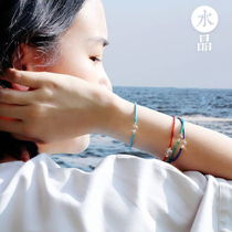 Turquoise hand agate bracelet female Huaiye Fortune Green mother lapis Green Gold Stone Vajra white crystal rosary