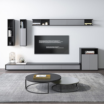 Nordic wrought iron small round coffee table TV cabinet high and low combination living room furniture size apartment modern simple creativity