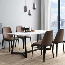 Nordic marble solid wood dining table and chair combination Ash wood black modern simple rectangular dining table small apartment