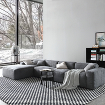 Nordic fabric sofa Three-person size apartment corner combination Down latex simple modern tofu block sofa