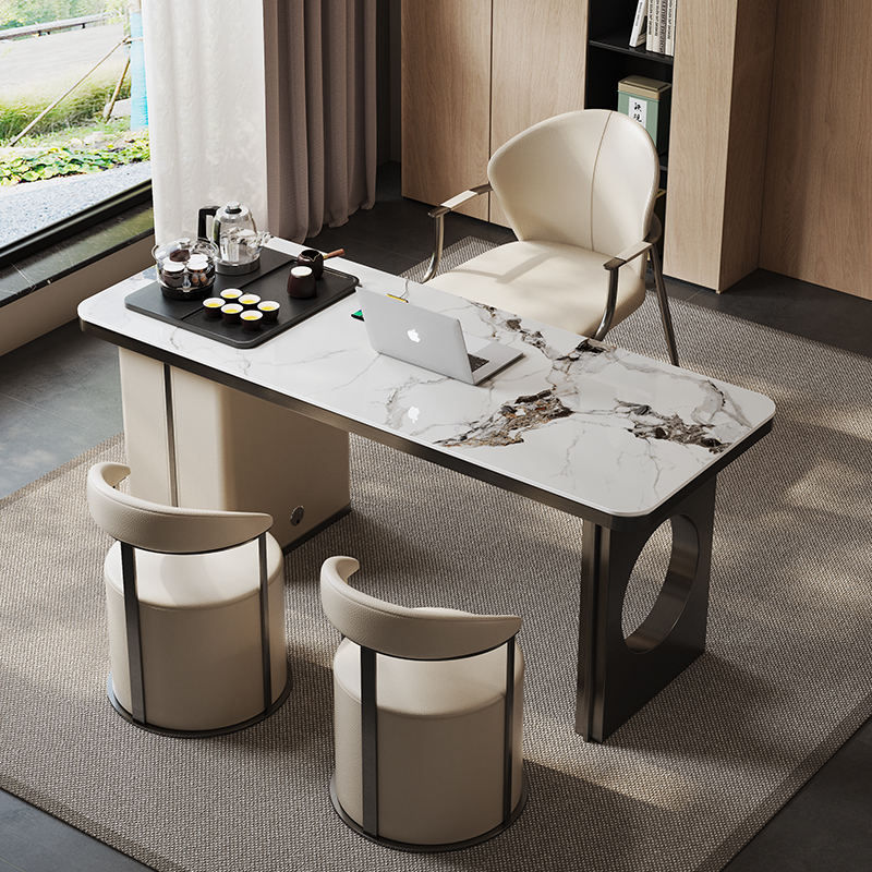 Modern Minimalist Small Apartment Balcony Tea Table and Chair Set with a Light Luxury Rock Slab Tea Table for Office Use