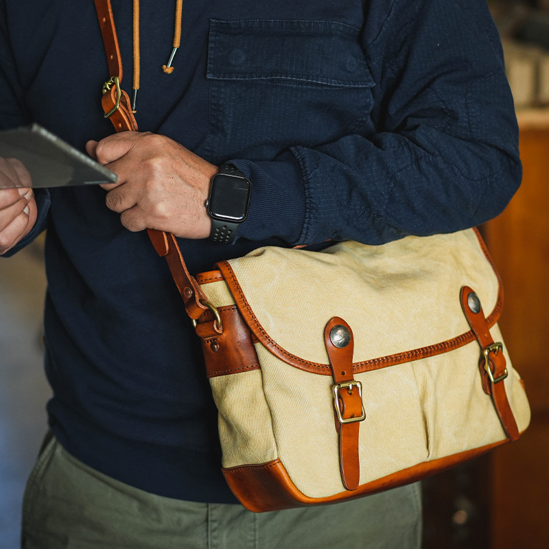 Niu Ye American-Style Canvas Messenger Bag, Retro Casual Shoulder Crossbody Bag, Outdoor Trendy Men's Backpack