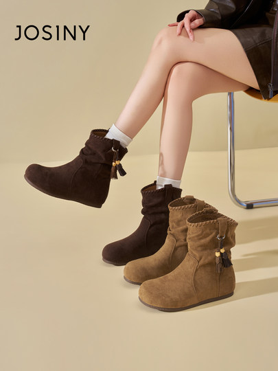 Zhuo Shini Dui Dui Shoes Otoño e Invierno 2025 Botas Cortas pequeñas súper Calientes Botas Retro Birkenstock con Botas de Caballero de Estilo británico aumentadas